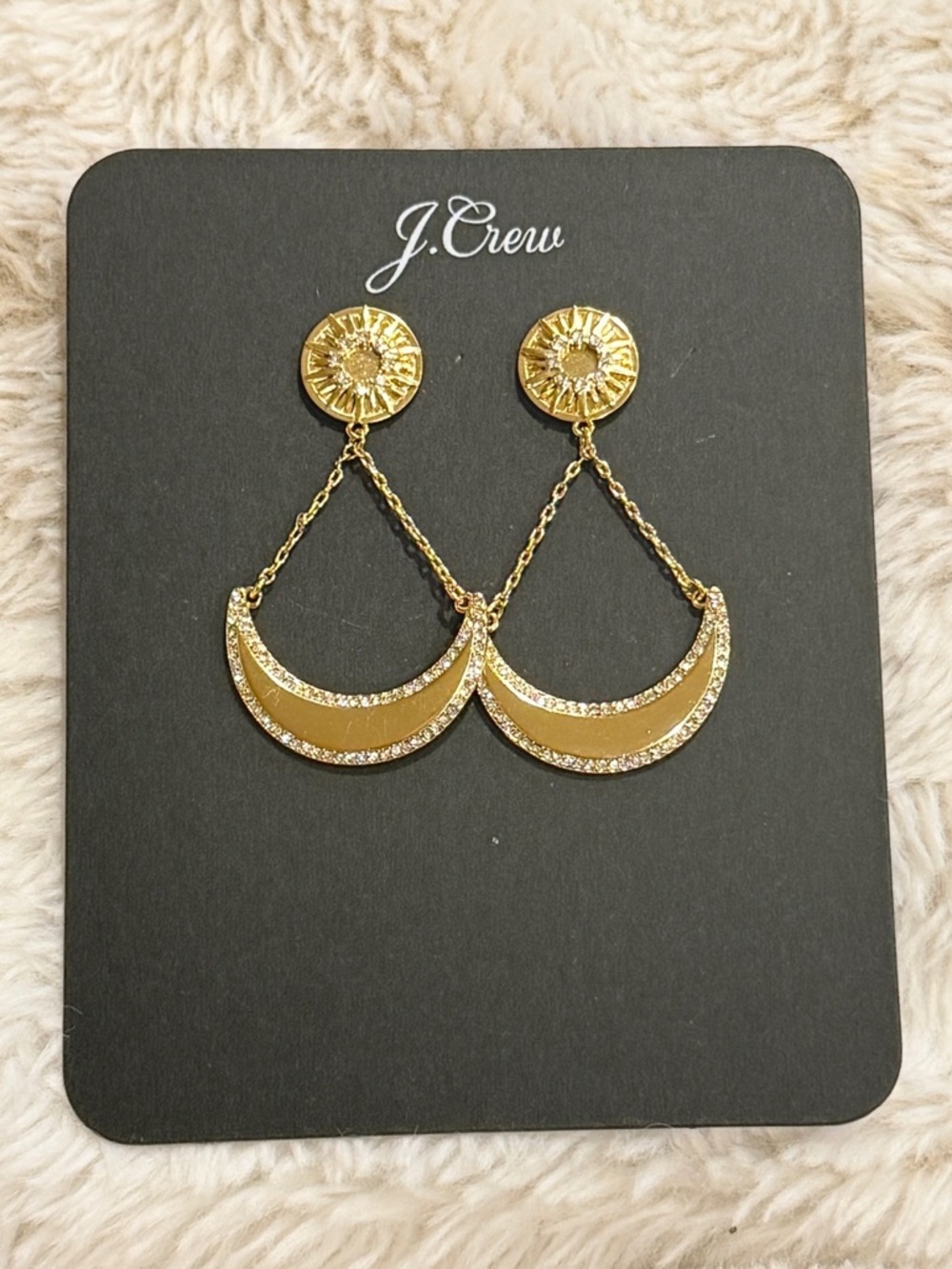 J. Crew Gold Crescent Chain Drop Earrings